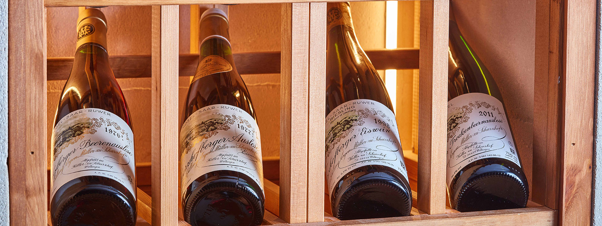 Fine wine in bottles at the Sommelier's Tavle in Hélène Darroze at The Connaught